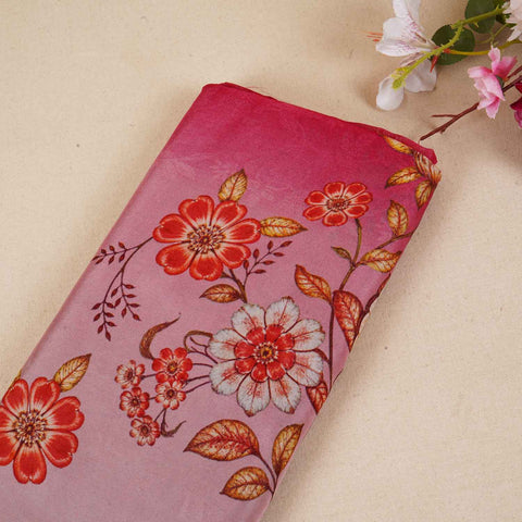 Maroon & Pink Shaded Floral Print Organza Fabric MT-28244