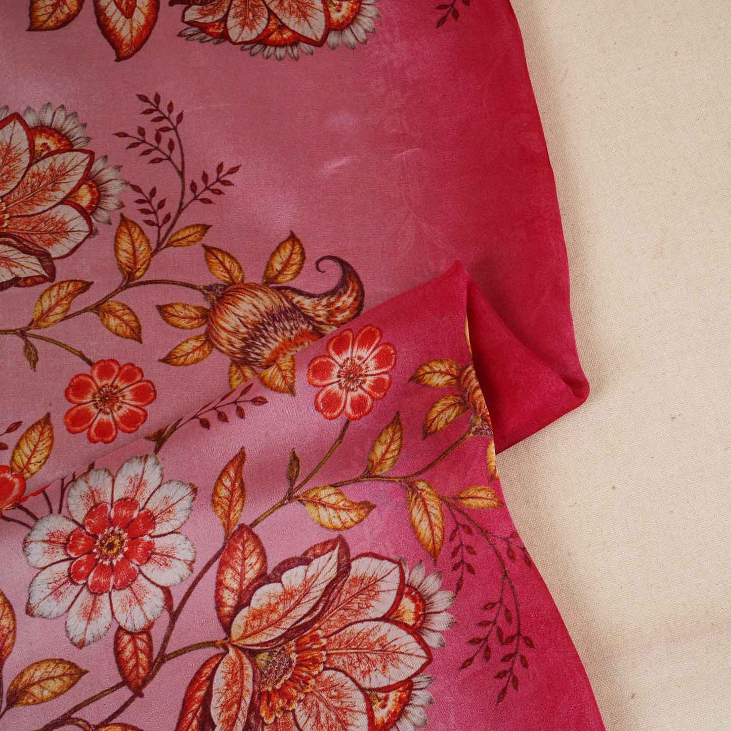 Maroon & Pink Shaded Floral Print Organza Fabric MT-28244