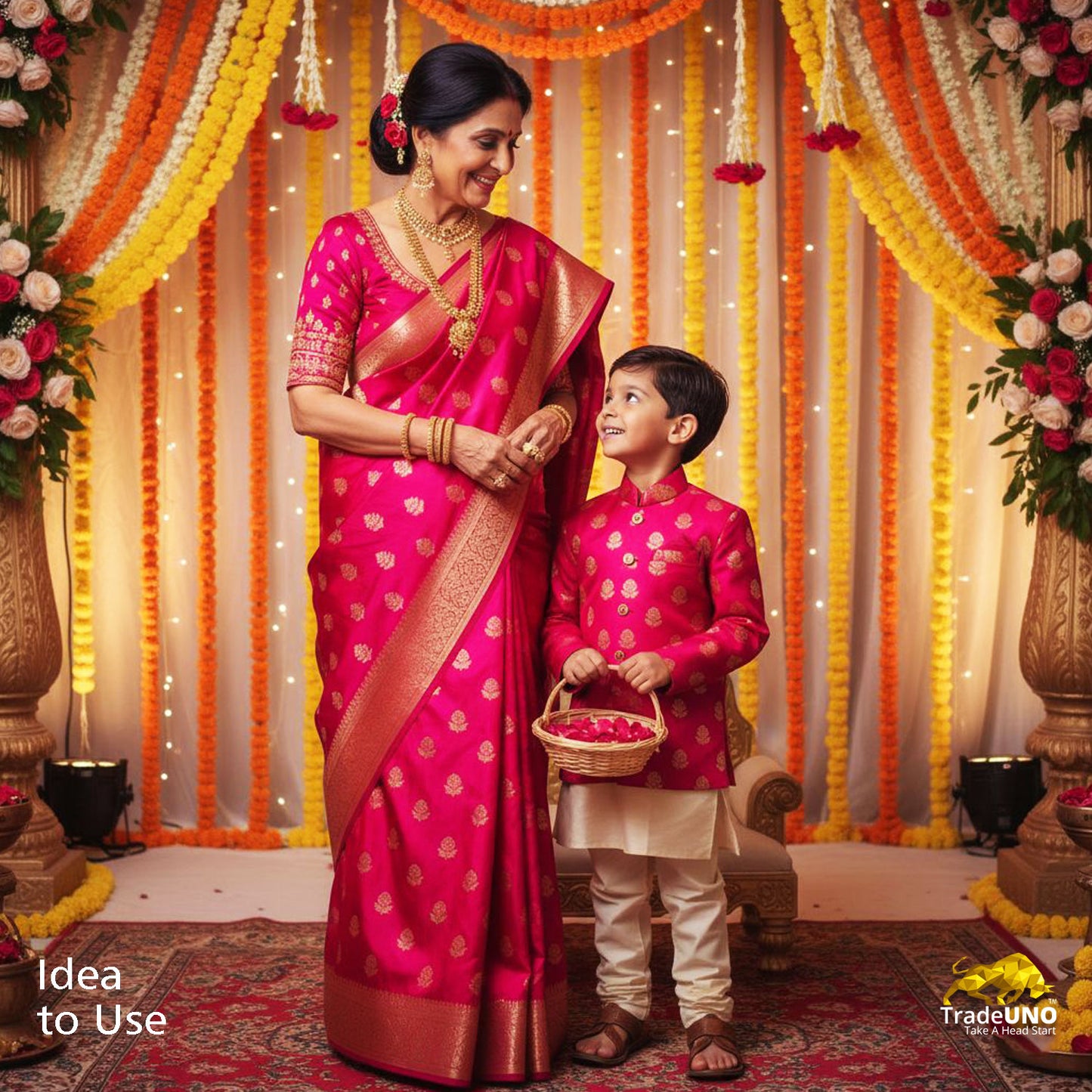 Magenta Mina Booti Texture Dupion Silk YF-24401