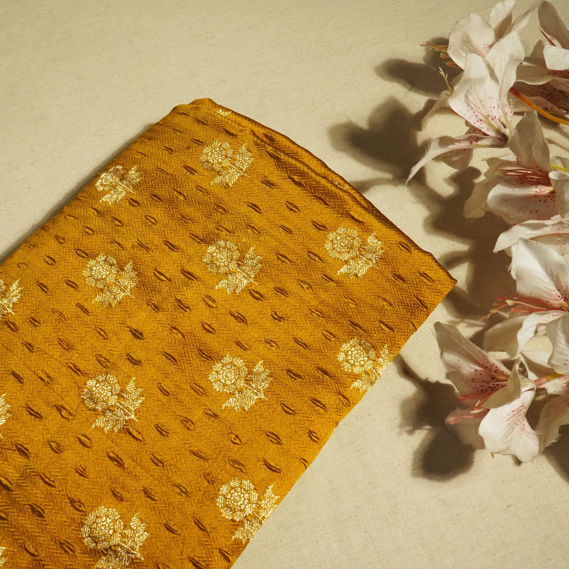 Mustard Mina Booti Texture Dupion Silk YF-24402