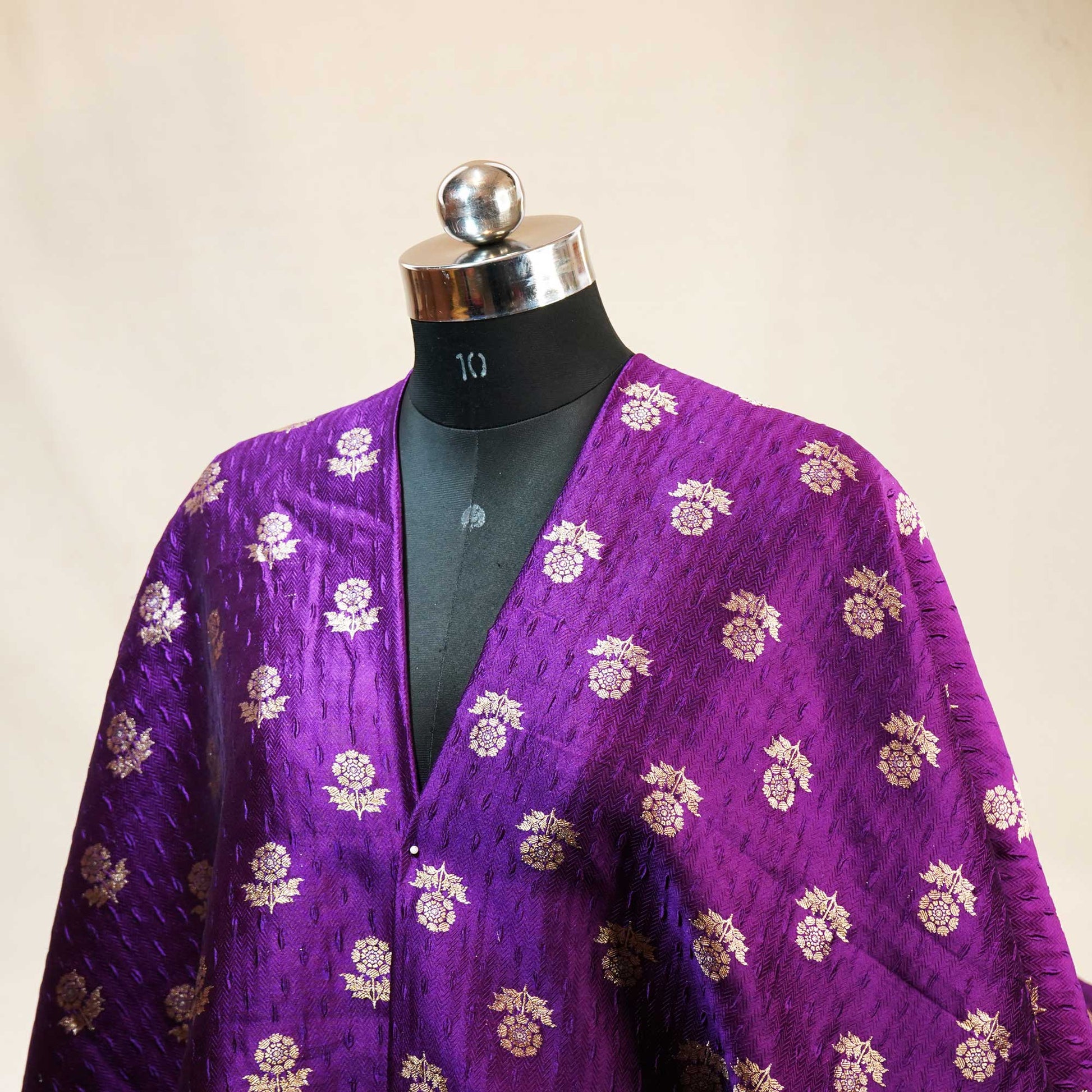 Dark Purple Mina Booti Texture Dupion Silk YF-24406