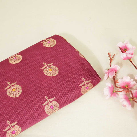 Pink & Brown Mina Booti Texture Dupion Silk YF-24408