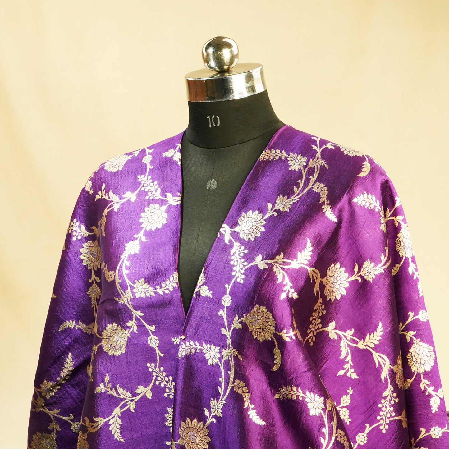 Dark Purple Sona Rupa Jaal Dupian Silk Tissue YF-24409