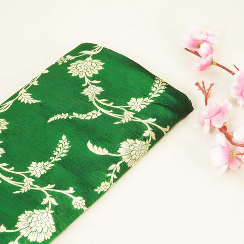 Dark Green Sona Rupa Jaal Dupian Silk Tissue YF-24410