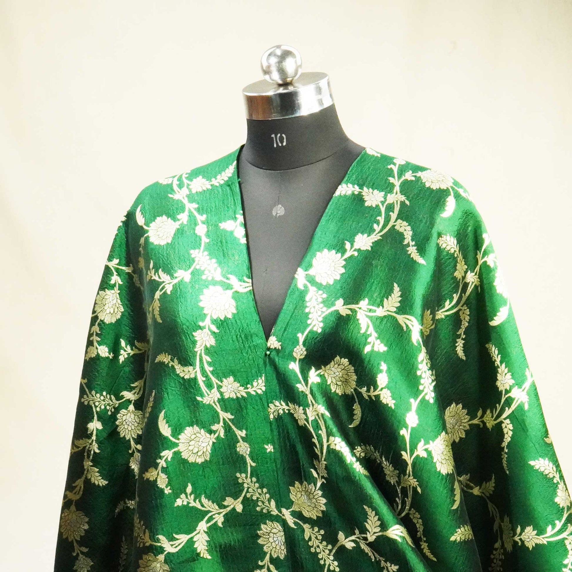 Dark Green Sona Rupa Jaal Dupian Silk Tissue YF-24410