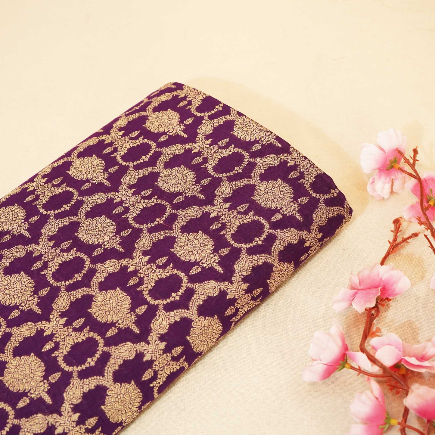 Dark Purple Jaal Chinnia Katan Silk YF-24426