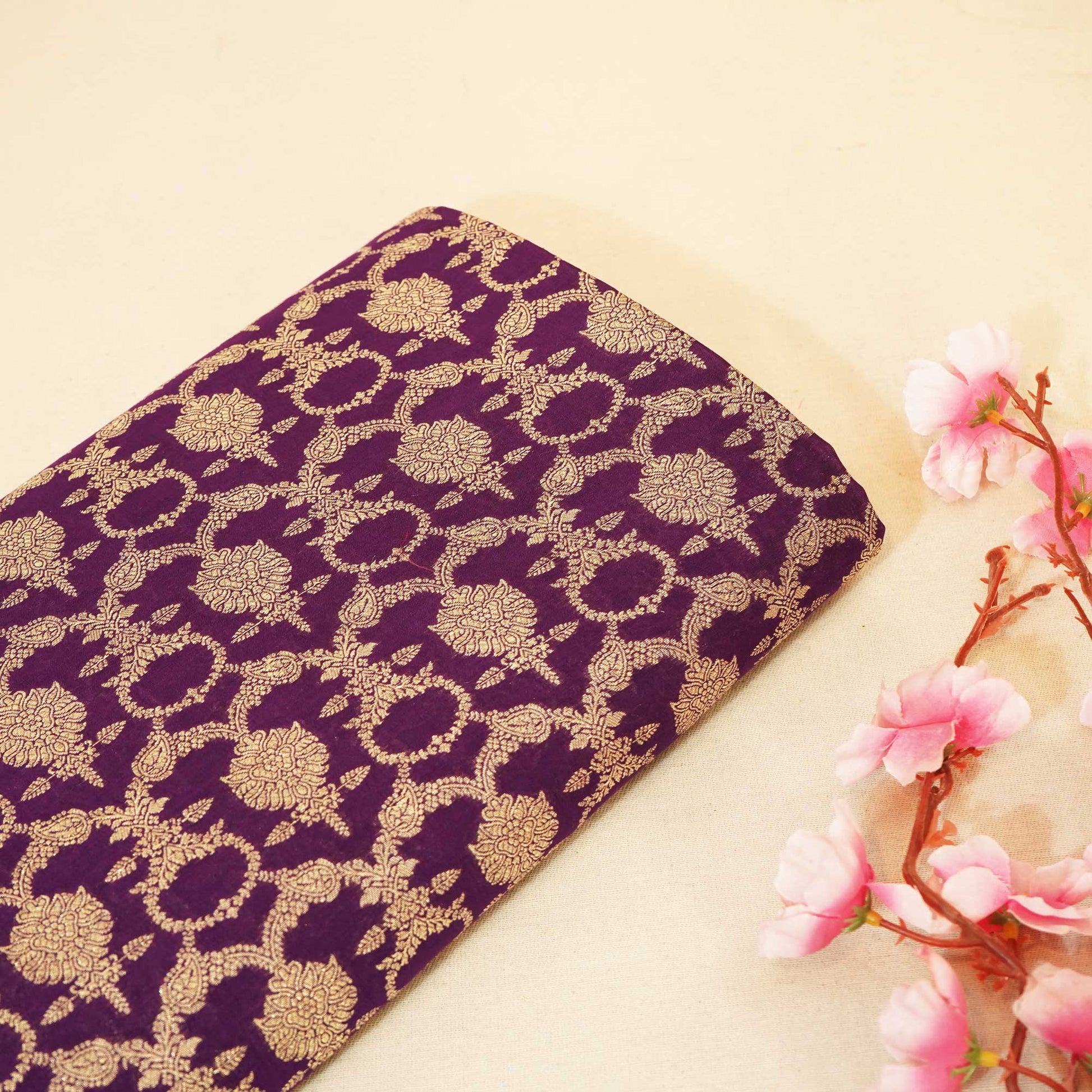 Dark Purple Jaal Chinnia Katan Silk YF-24426