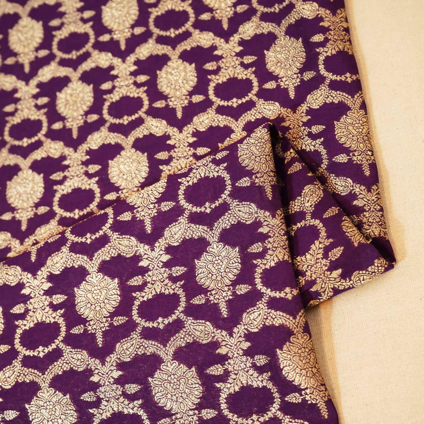 Dark Purple Jaal Chinnia Katan Silk YF-24426