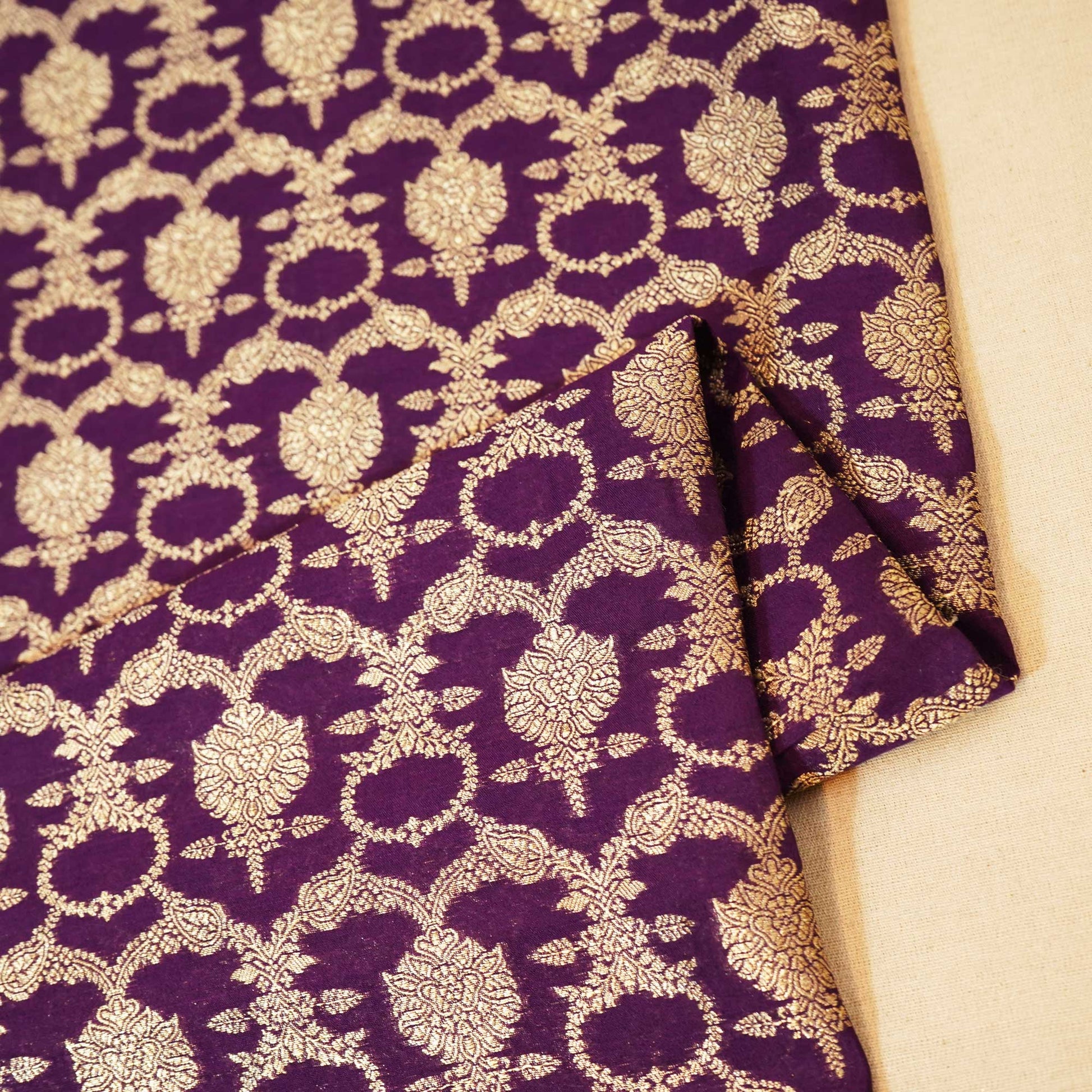 Dark Purple Jaal Chinnia Katan Silk YF-24426