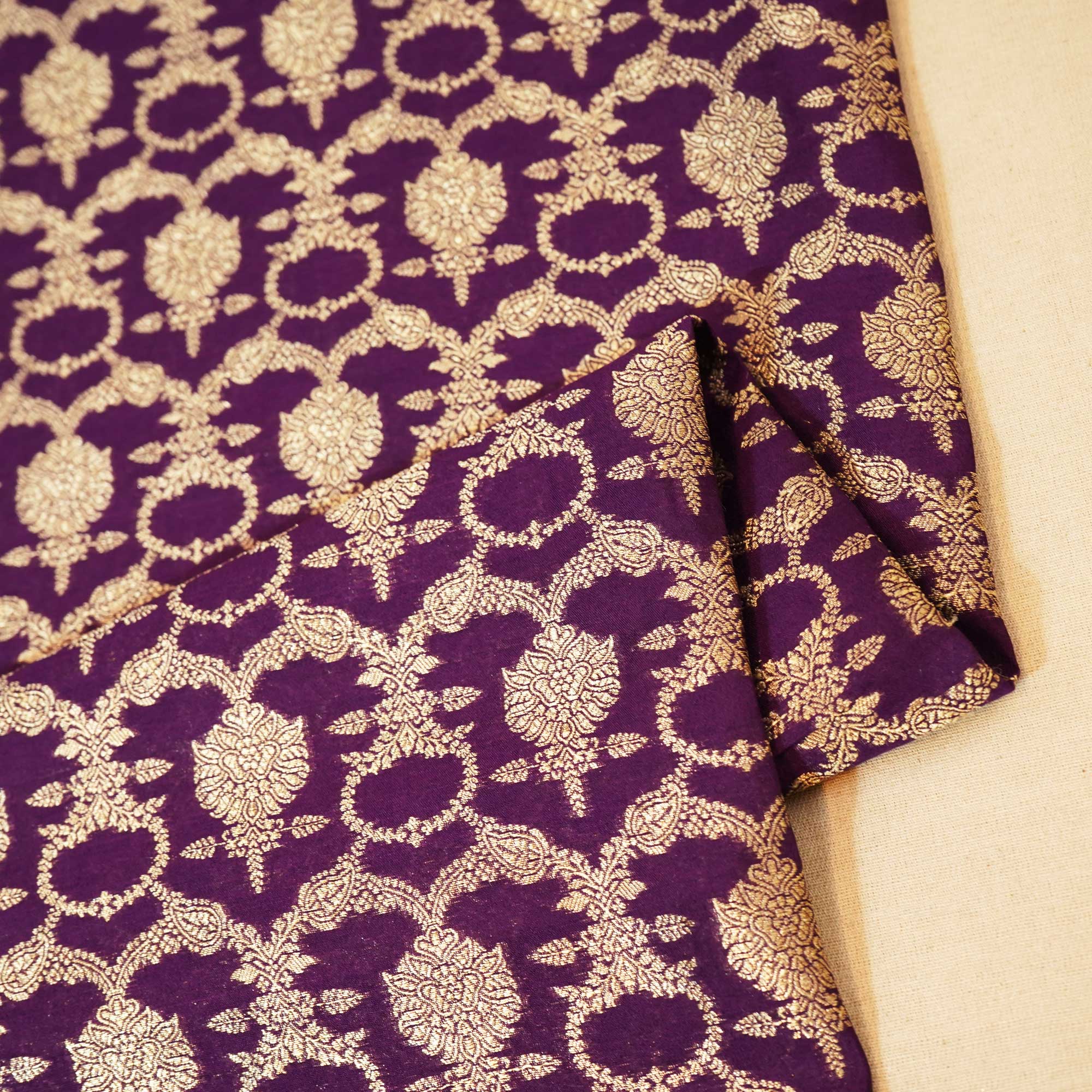 Dark Purple Jaal Chinnia Katan Silk YF-24426