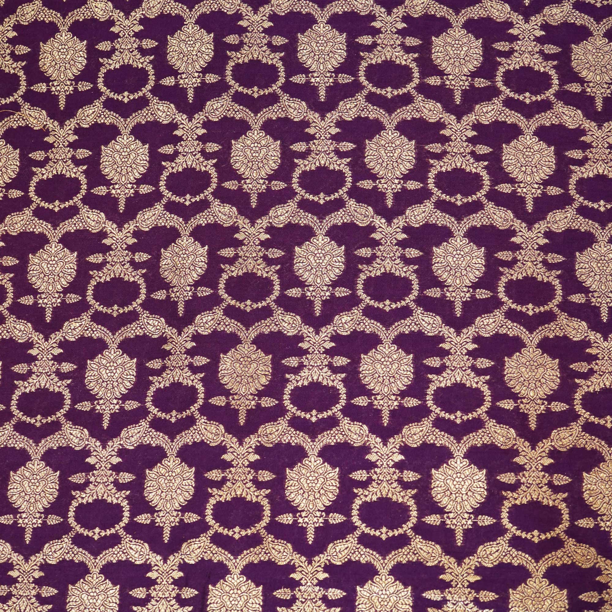 Dark Purple Jaal Chinnia Katan Silk YF-24426
