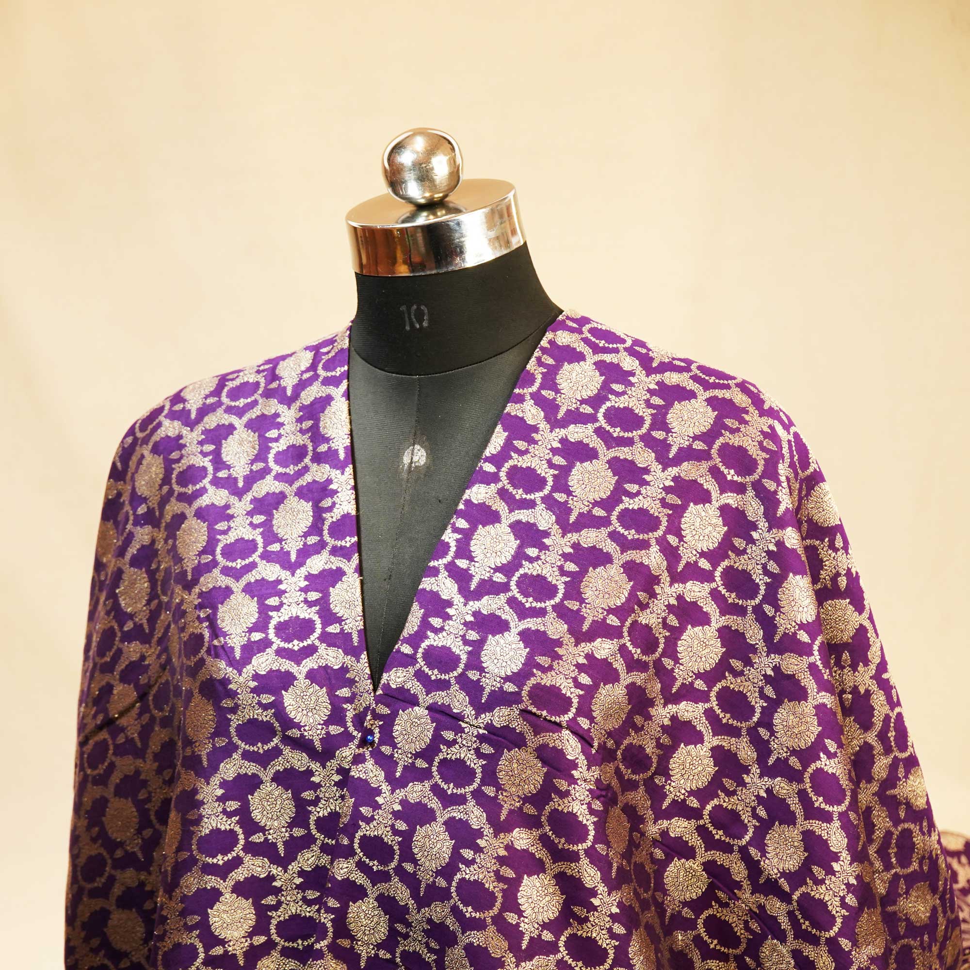 Dark Purple Jaal Chinnia Katan Silk YF-24426