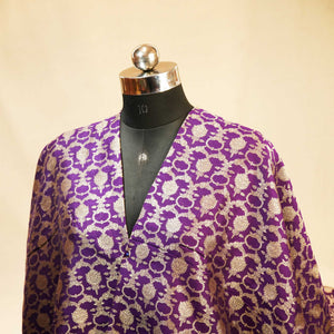Dark Purple Jaal Chinnia Katan Silk YF-24426