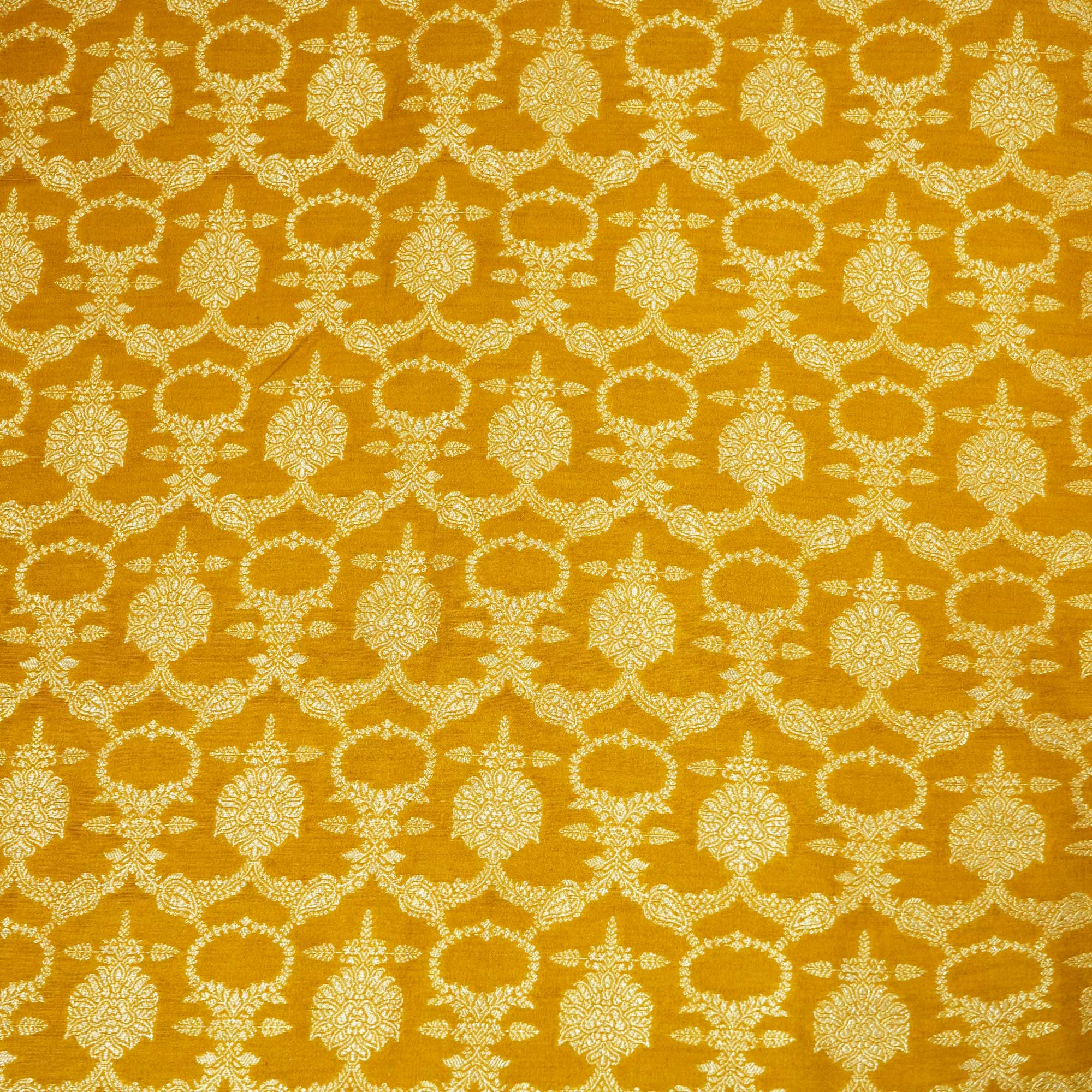 Mustard Yellow Jaal Chinnia Katan Silk YF-24429