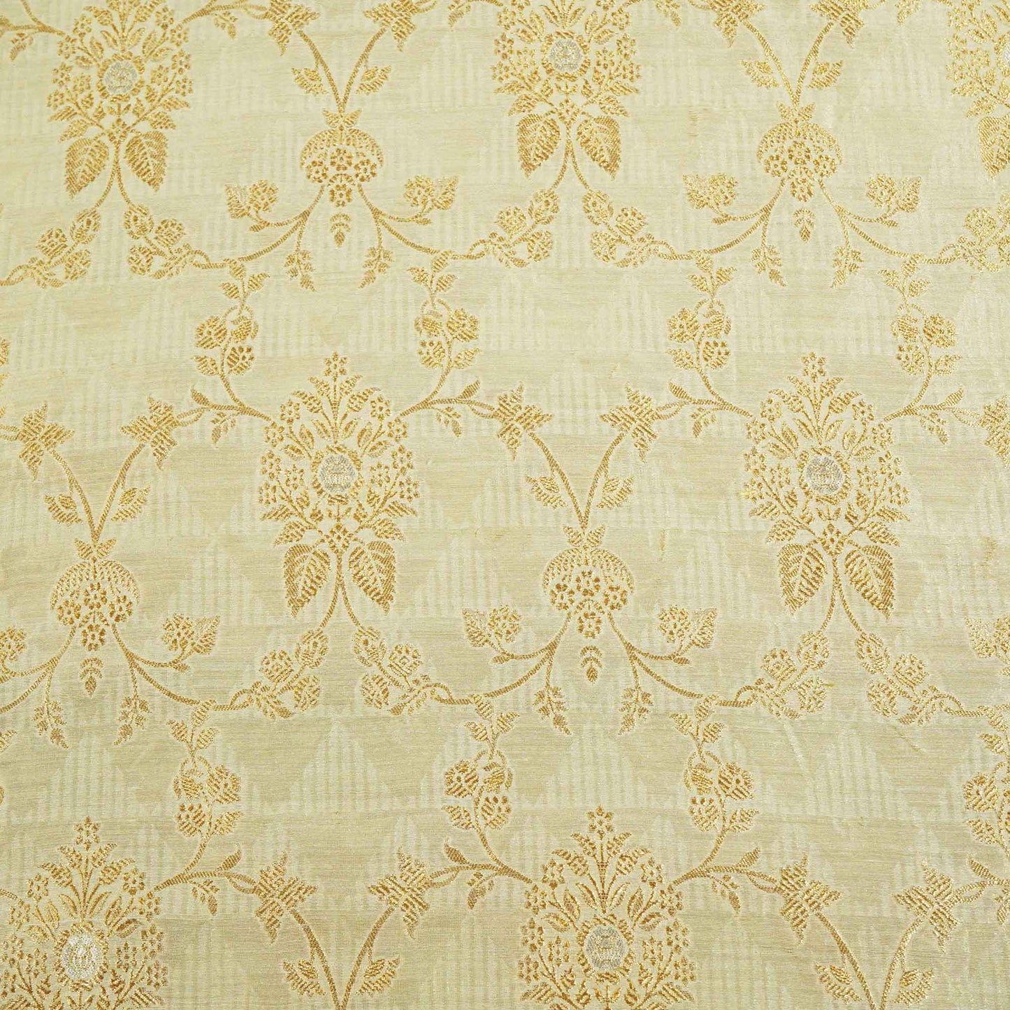 Off White & Golden Rupa Jaal Rangkat Munga Silk Tissue YF-24430