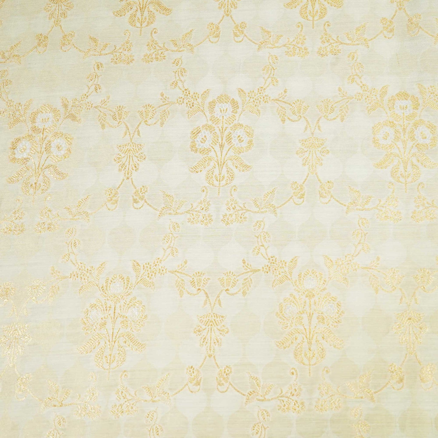 Off White & Golden Rupa Jaal Rangkat Munga Silk Tissue YF-24432