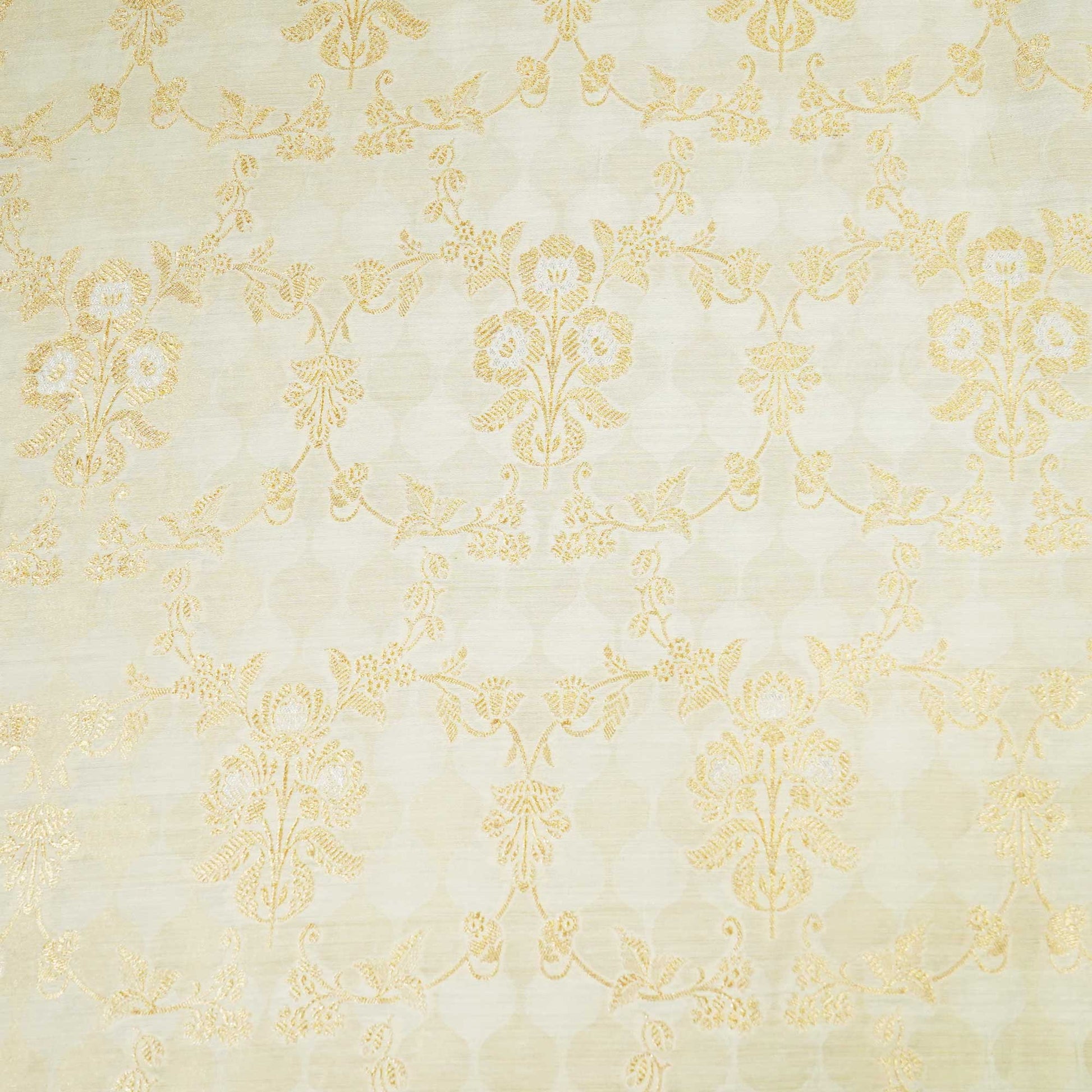 Off White & Golden Rupa Jaal Rangkat Munga Silk Tissue YF-24432