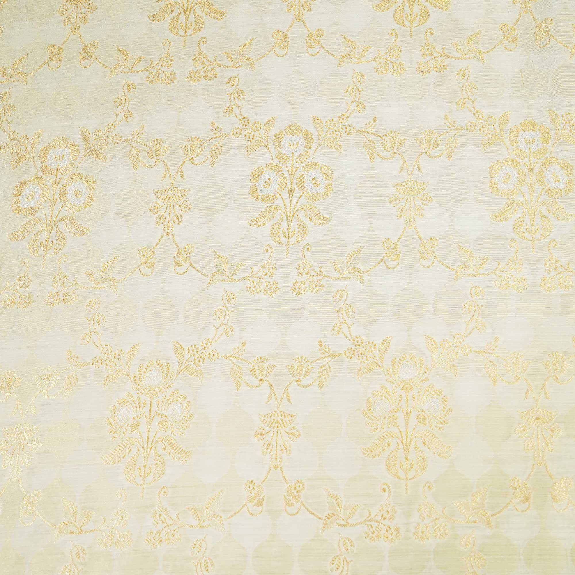 Off White & Golden Rupa Jaal Rangkat Munga Silk Tissue YF-24432