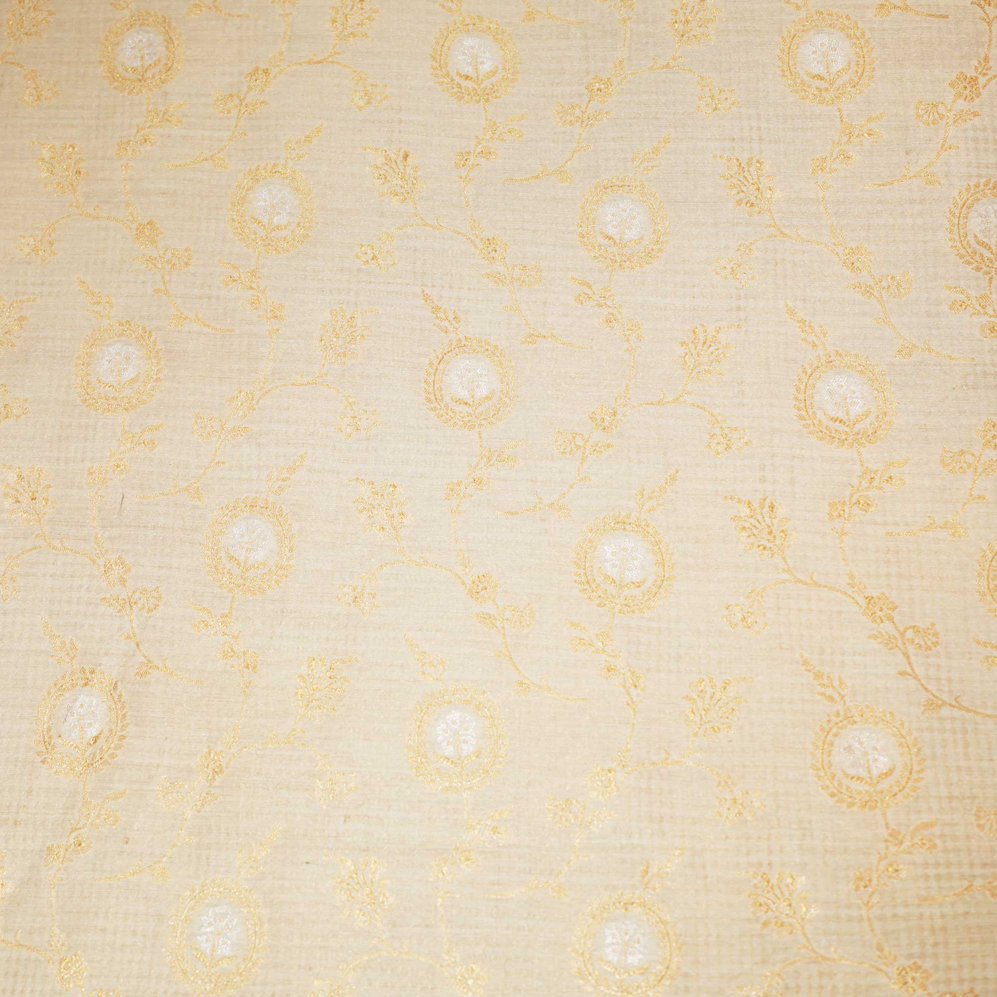 Off White & Golden Rupa Jaal Rangkat Munga Silk Tissue YF-24434