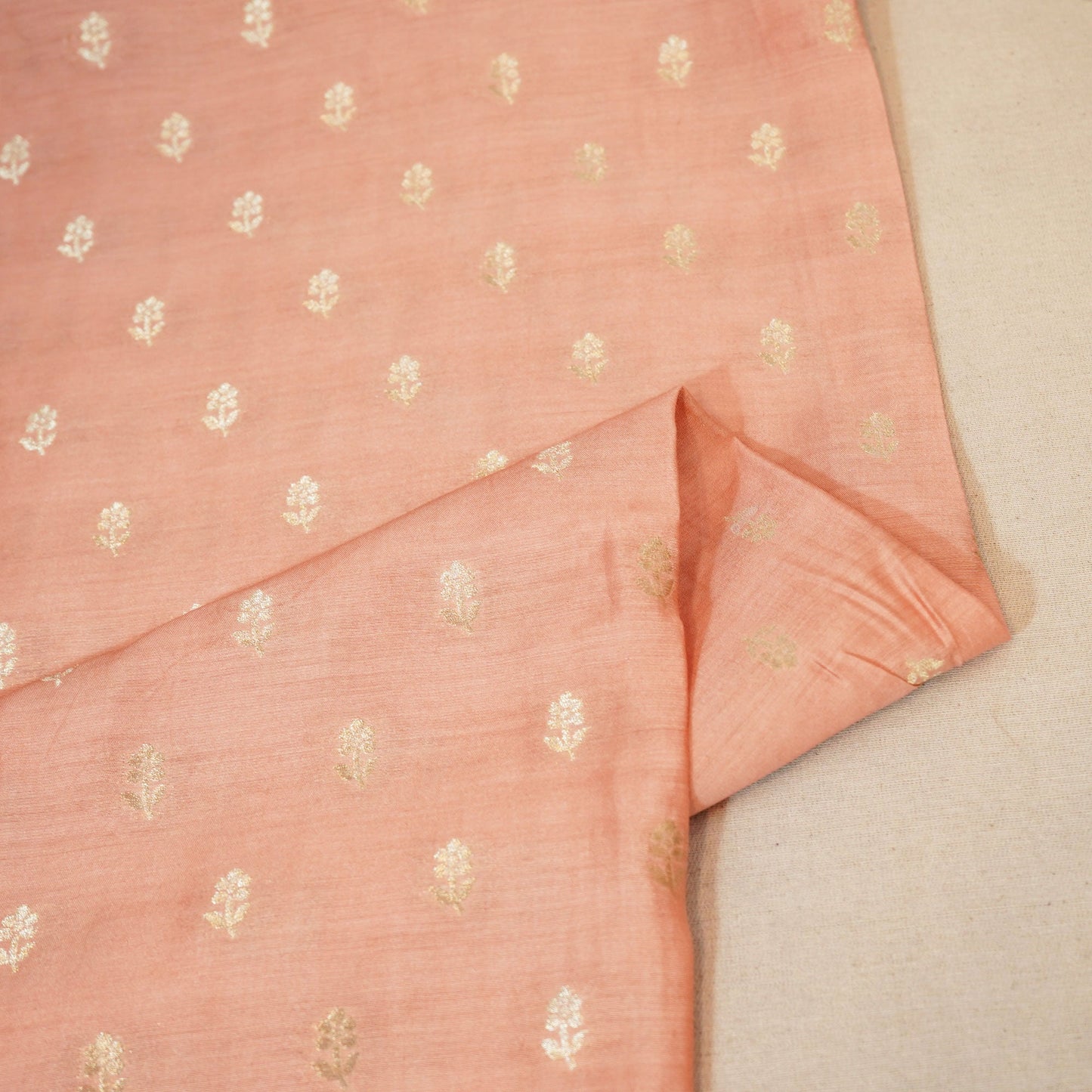 Peach Zari Booti Katan Silk YF-24437