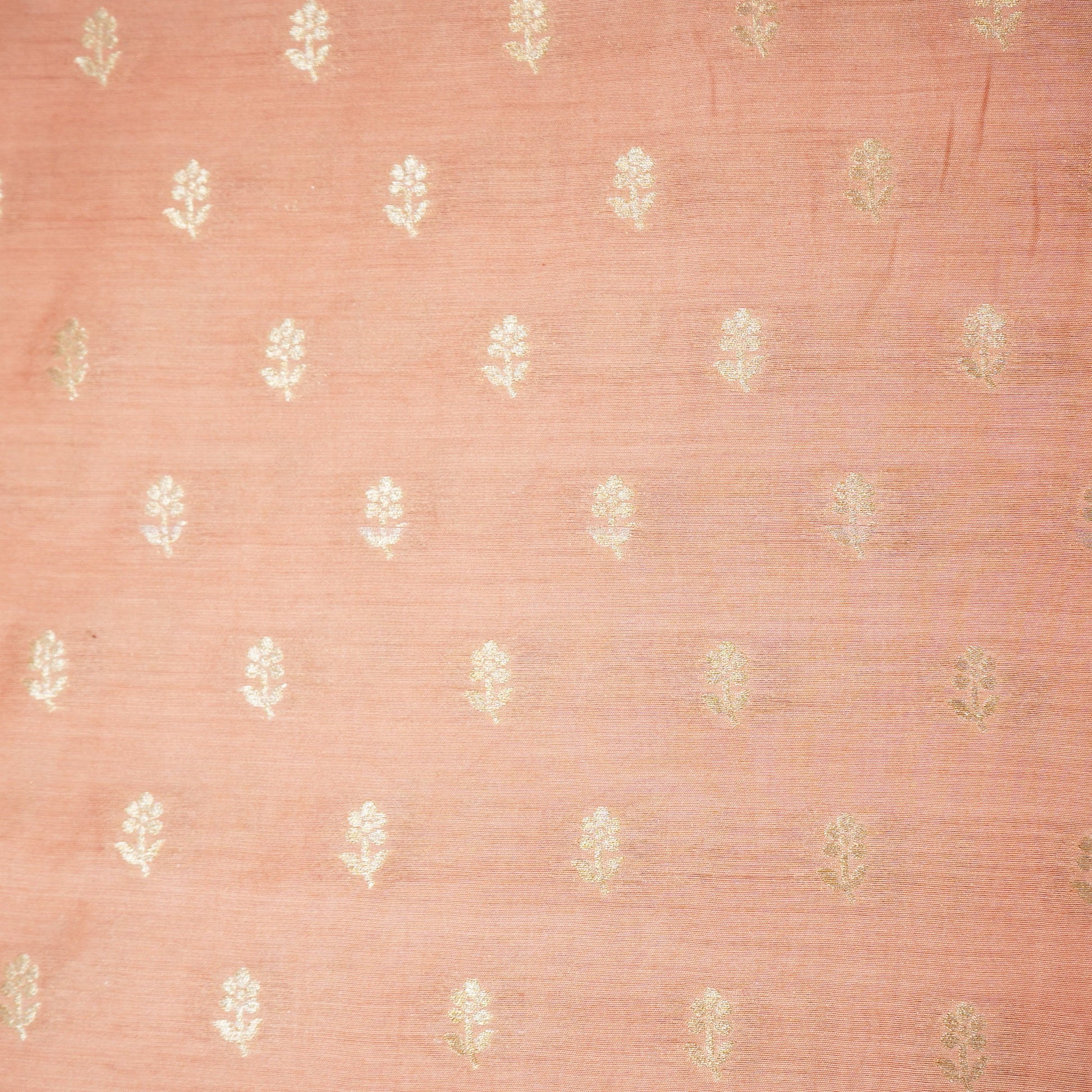 Peach Zari Booti Katan Silk YF-24437