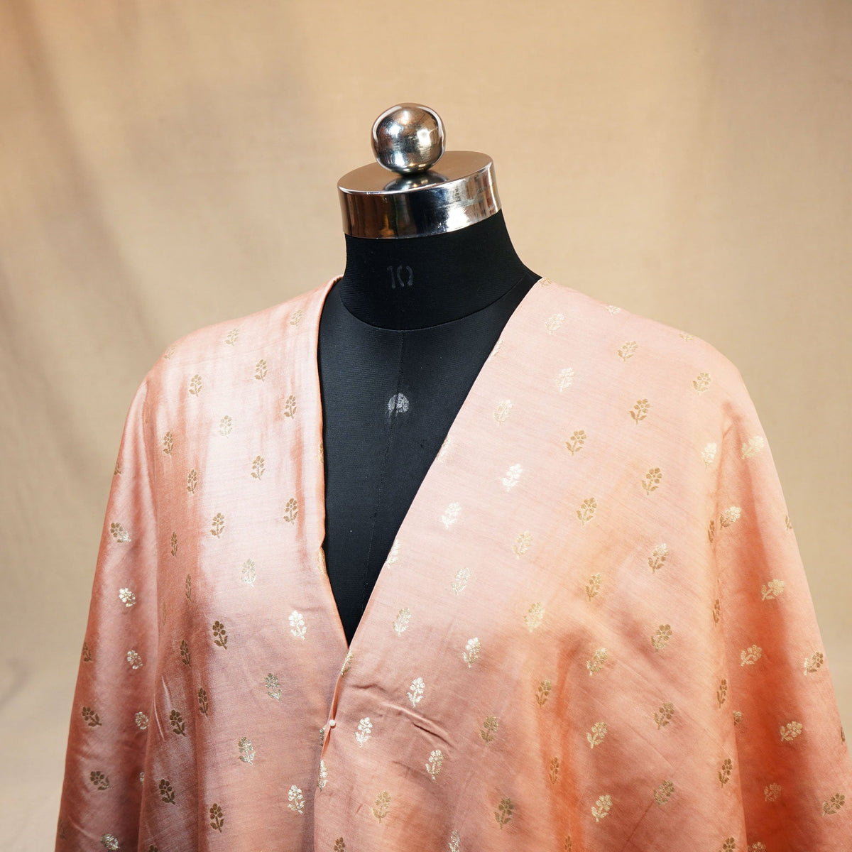 Peach Zari Booti Katan Silk YF-24437