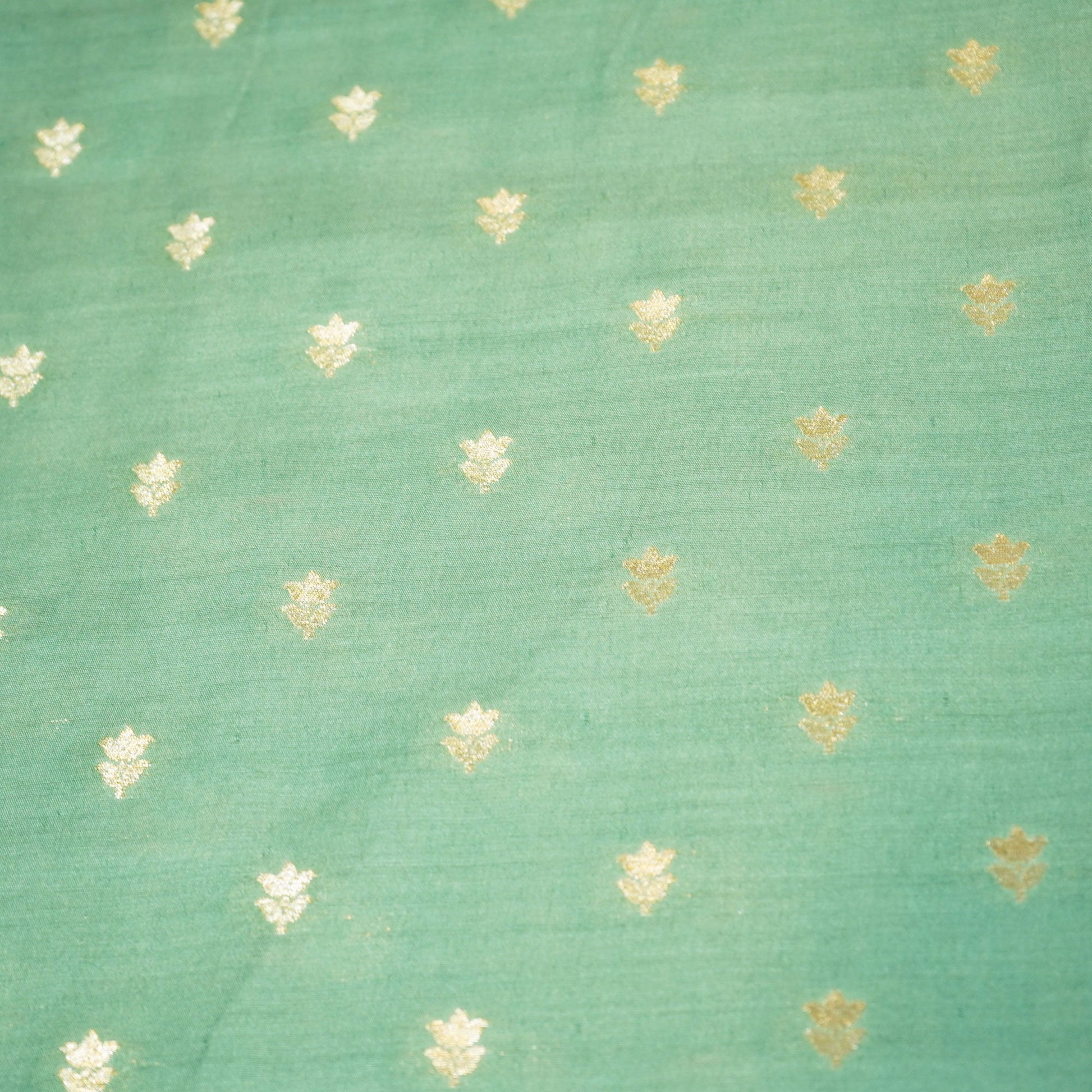 Sea Green Zari Booti Katan Silk YF-24438