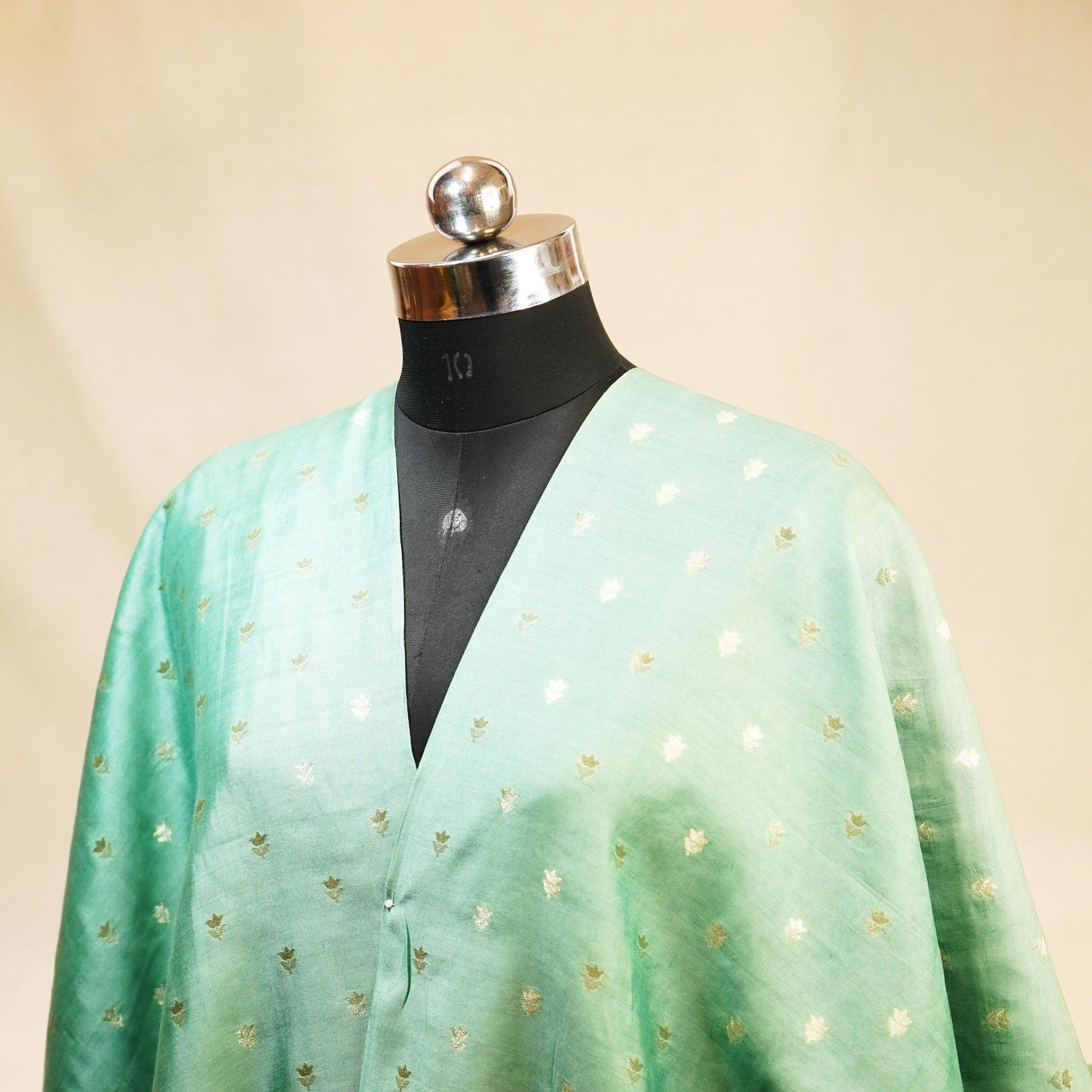 Sea Green Zari Booti Katan Silk YF-24438
