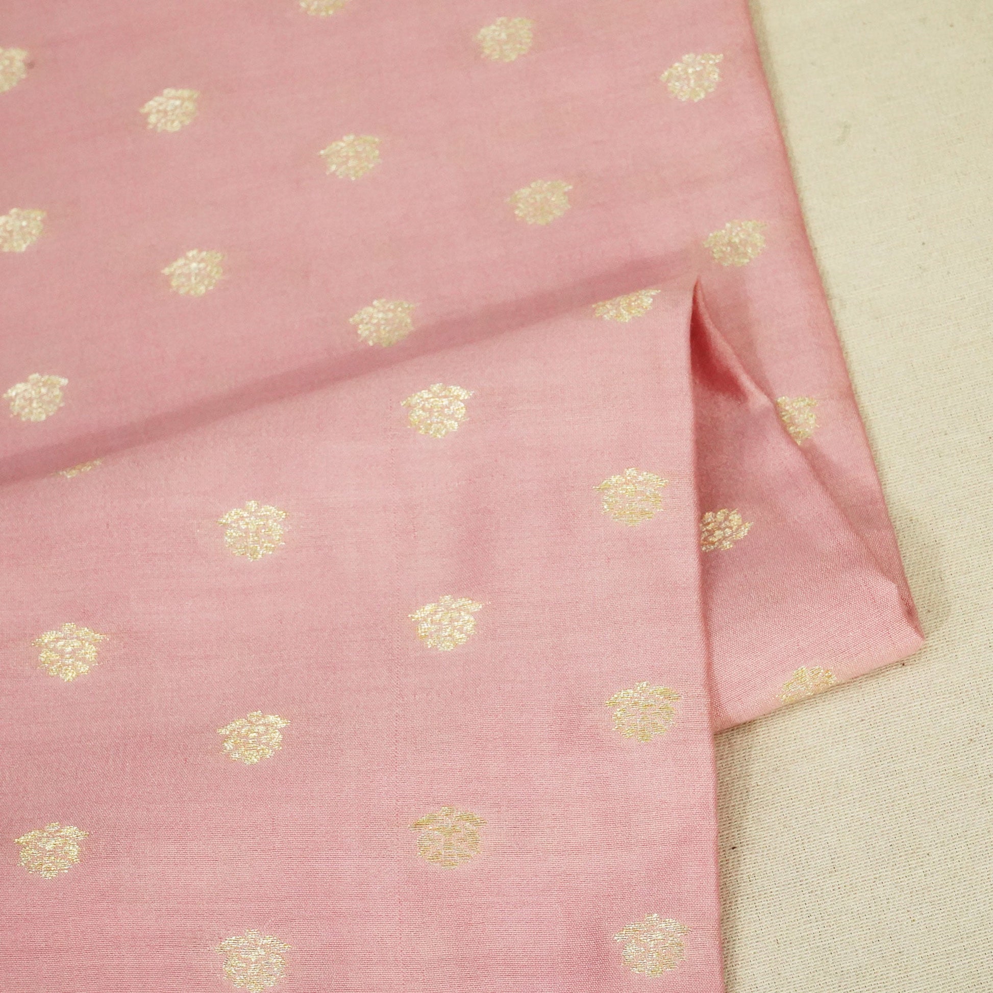 Pink Zari Booti Katan Silk YF-24439