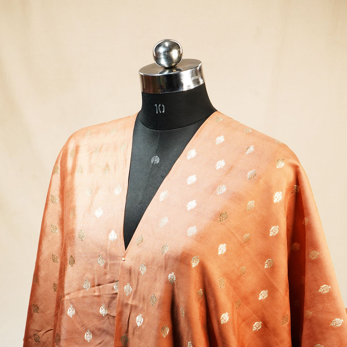 Rust Orange Zari Booti Katan Silk YF-24440