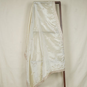 Gold Dyeable Zari Embroidery Silk Tissue Dupatta