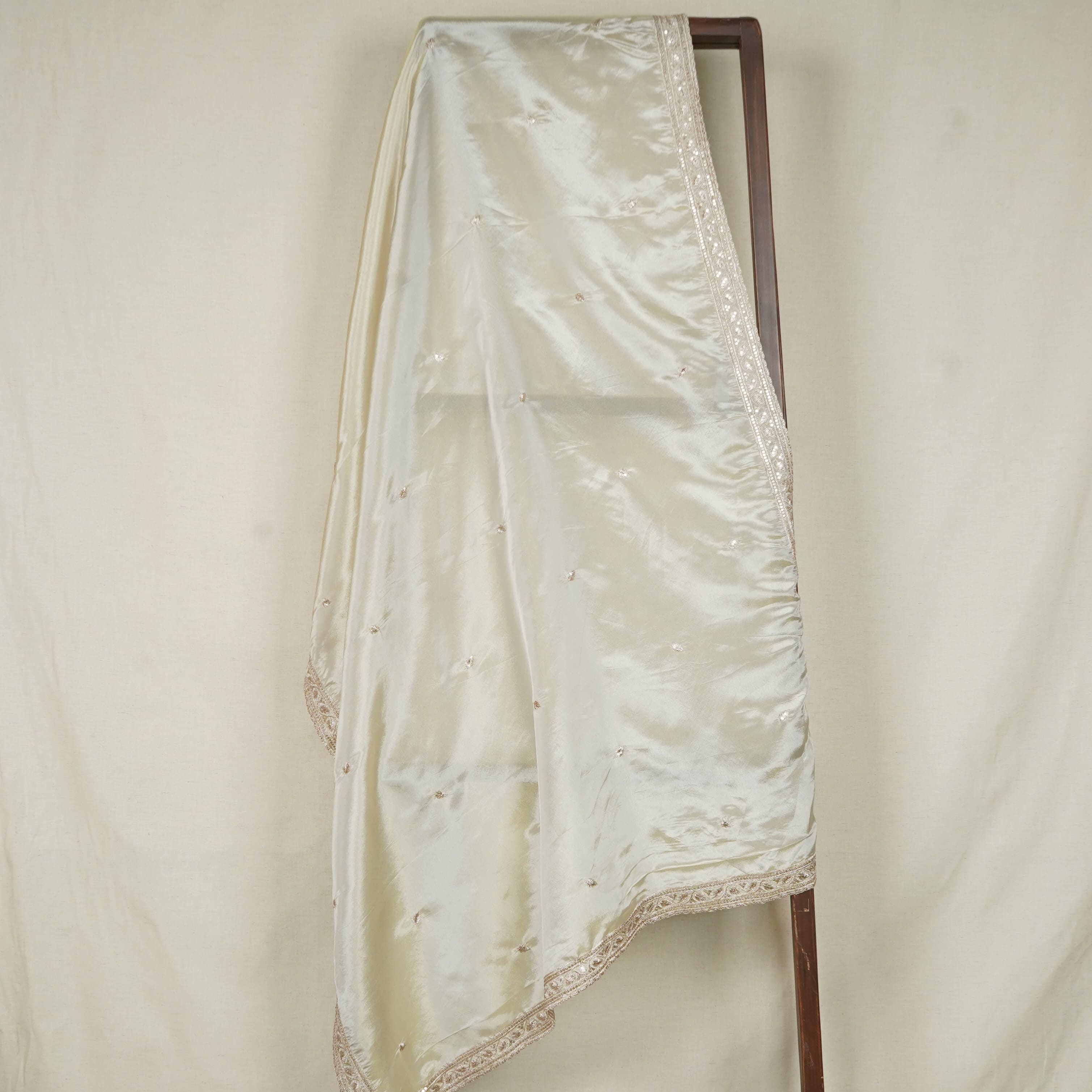 Gold Dyeable Zari Embroidery Silk Tissue Dupatta