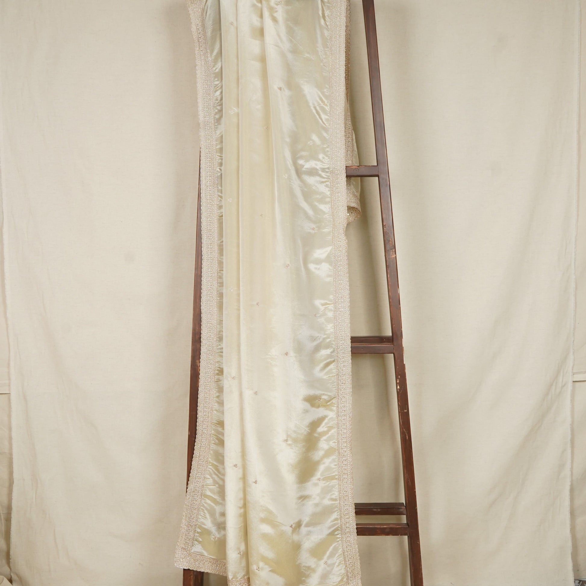 Gold Dyeable Zari Embroidery Silk Tissue Dupatta