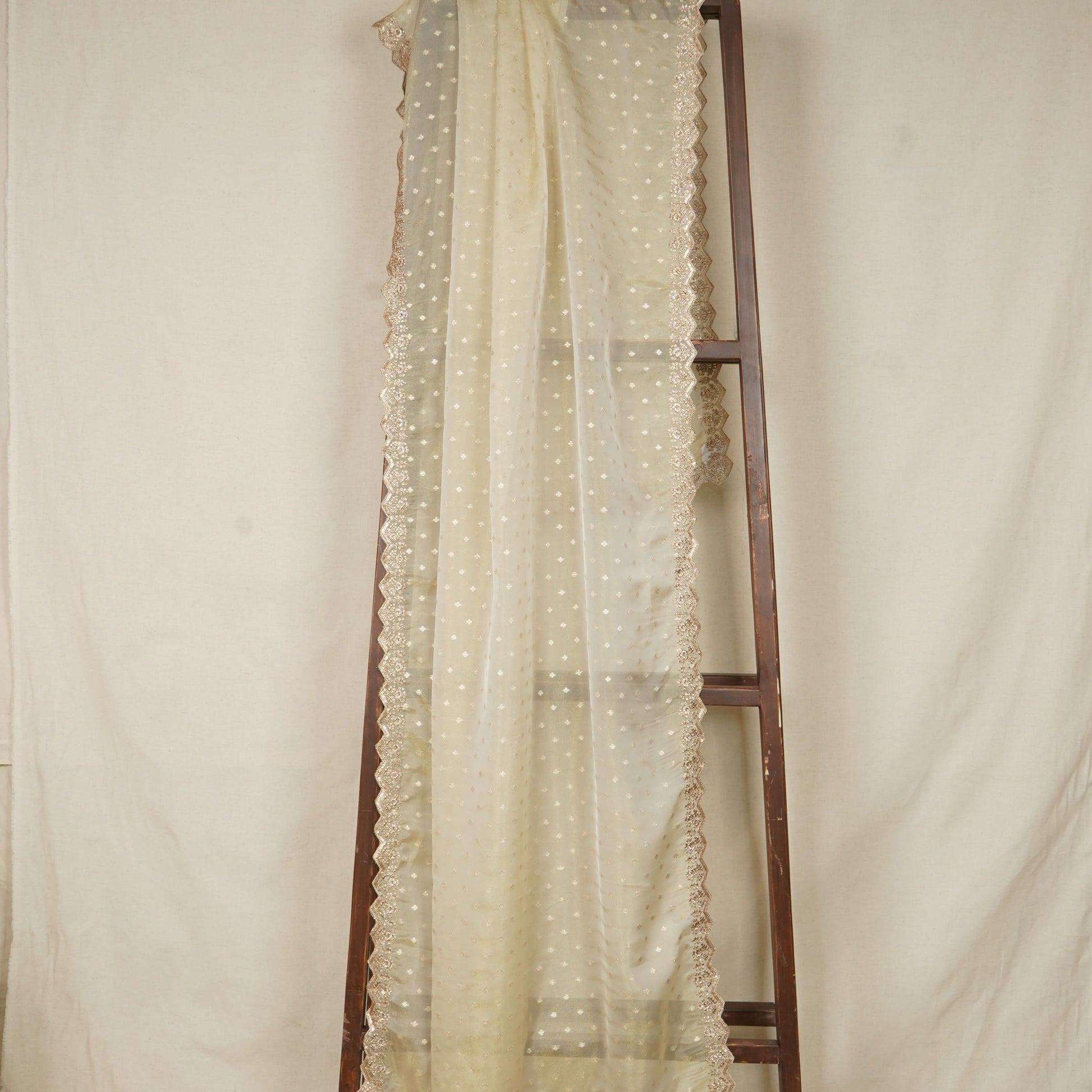 Gold Dyeable Zari Embroidery Tissue Dupatta