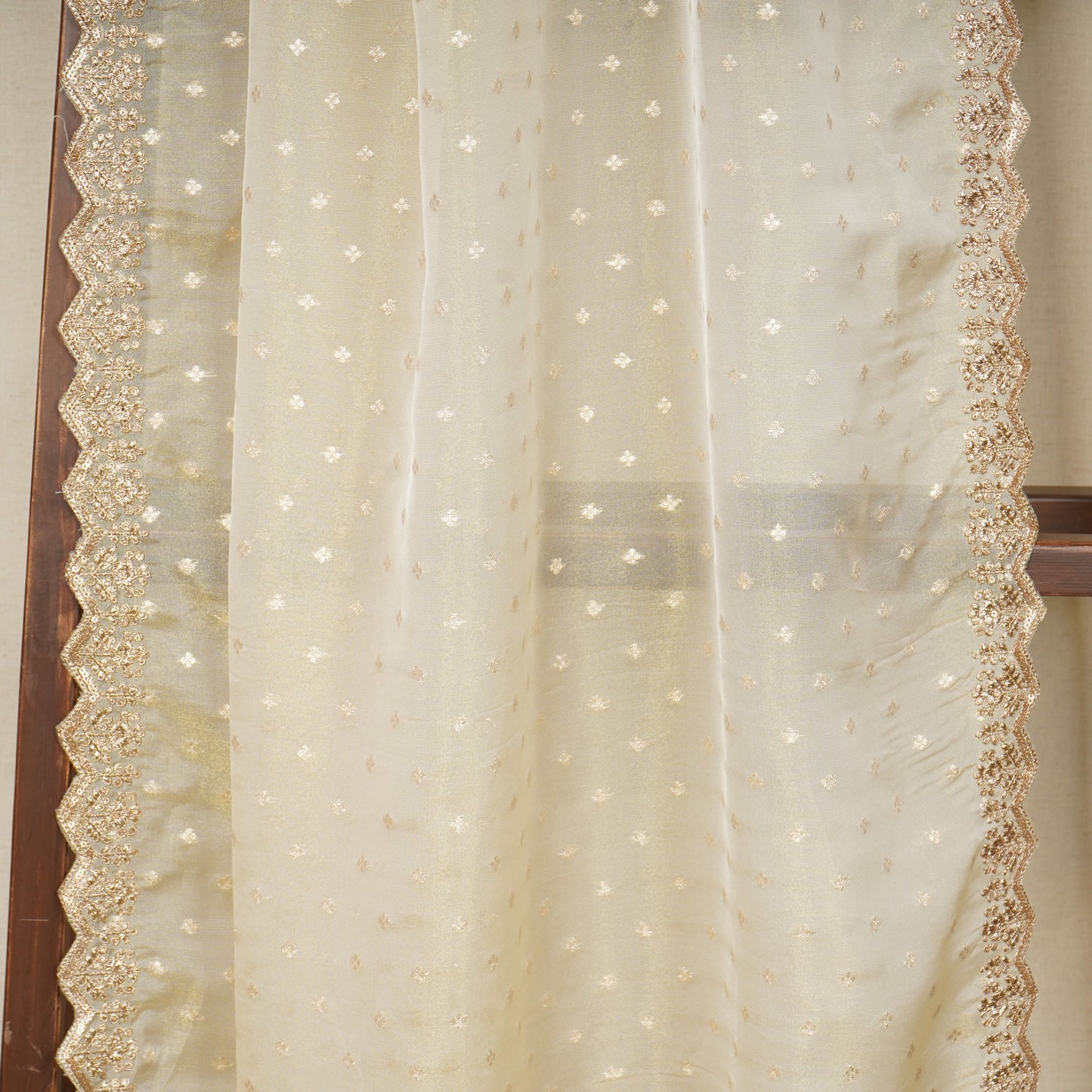 Gold Dyeable Zari Embroidery Tissue Dupatta