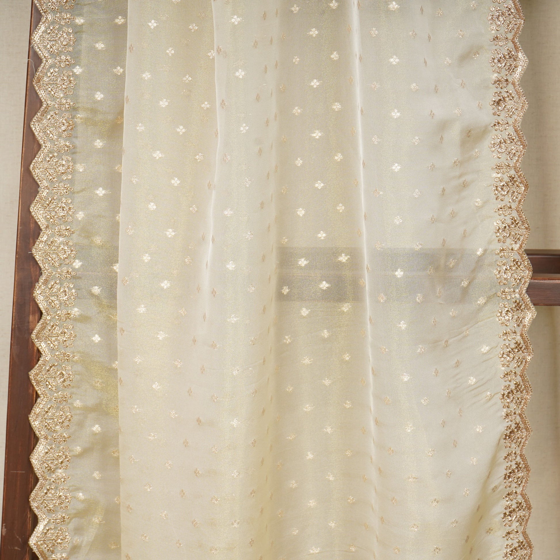 Gold Dyeable Zari Embroidery Tissue Dupatta