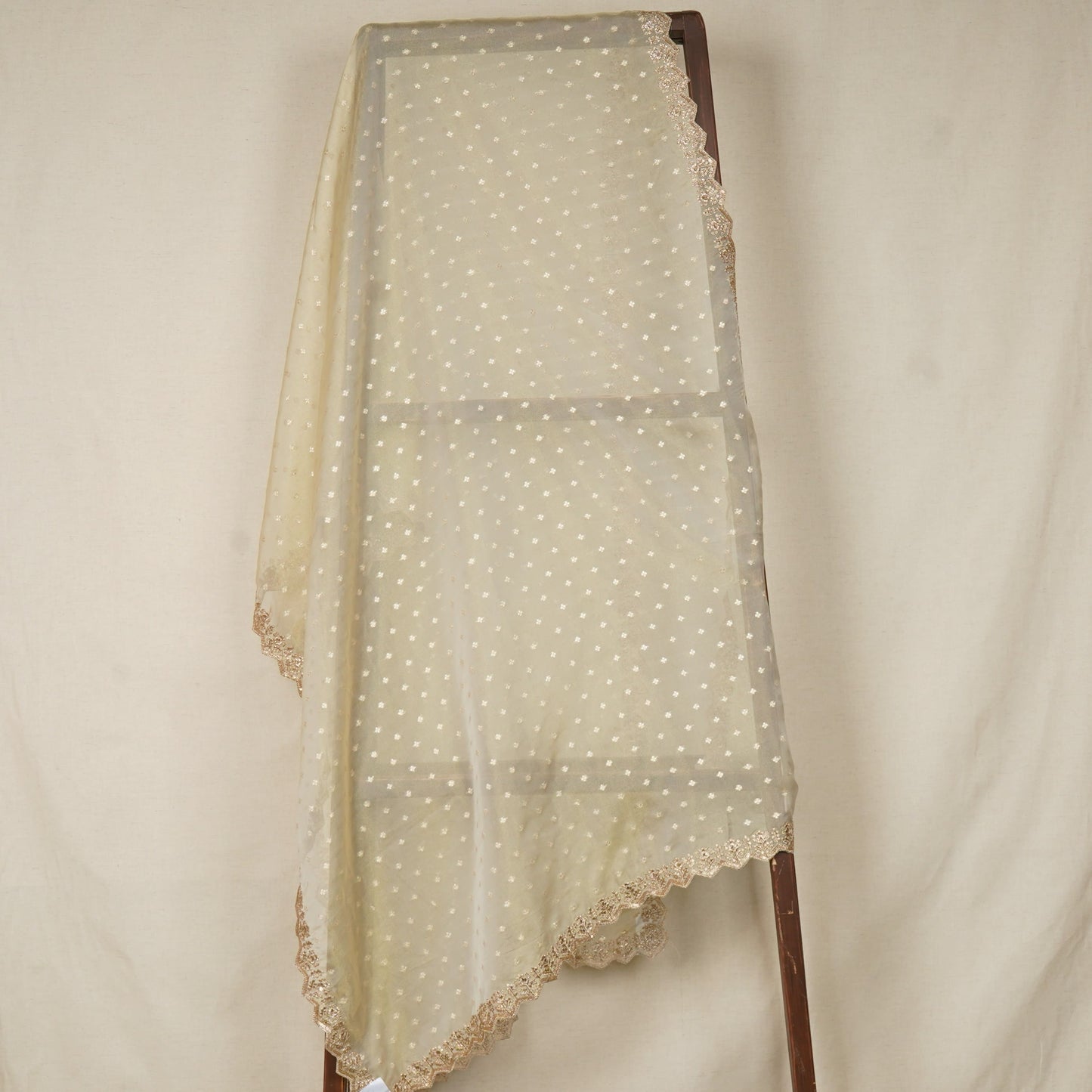 Gold Dyeable Zari Embroidery Tissue Dupatta