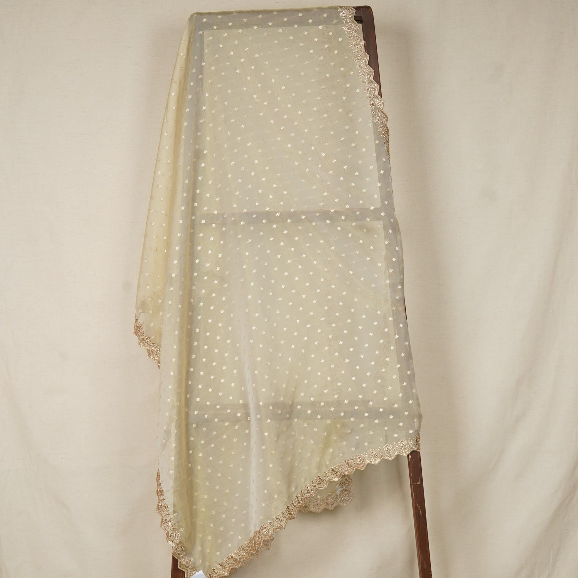 Gold Dyeable Zari Embroidery Tissue Dupatta