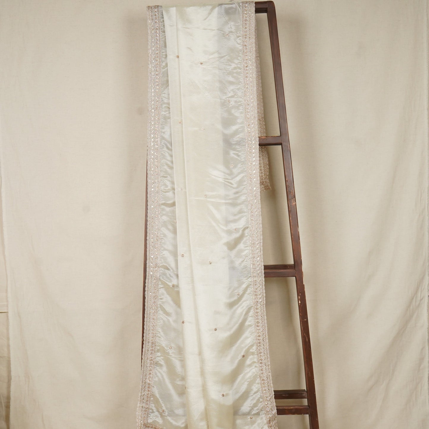 Gold Dyeable Zari Embroidery Silk Tissue Dupatta