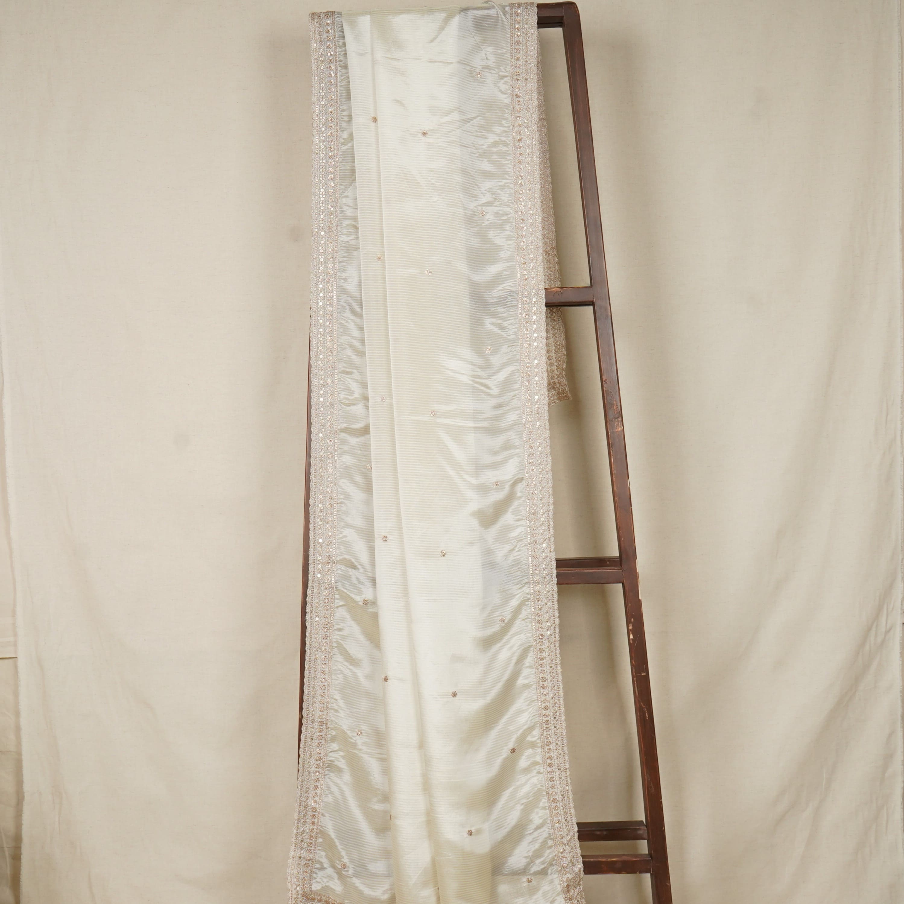 Gold Dyeable Zari Embroidery Silk Tissue Dupatta