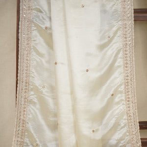 Gold Dyeable Zari Embroidery Silk Tissue Dupatta