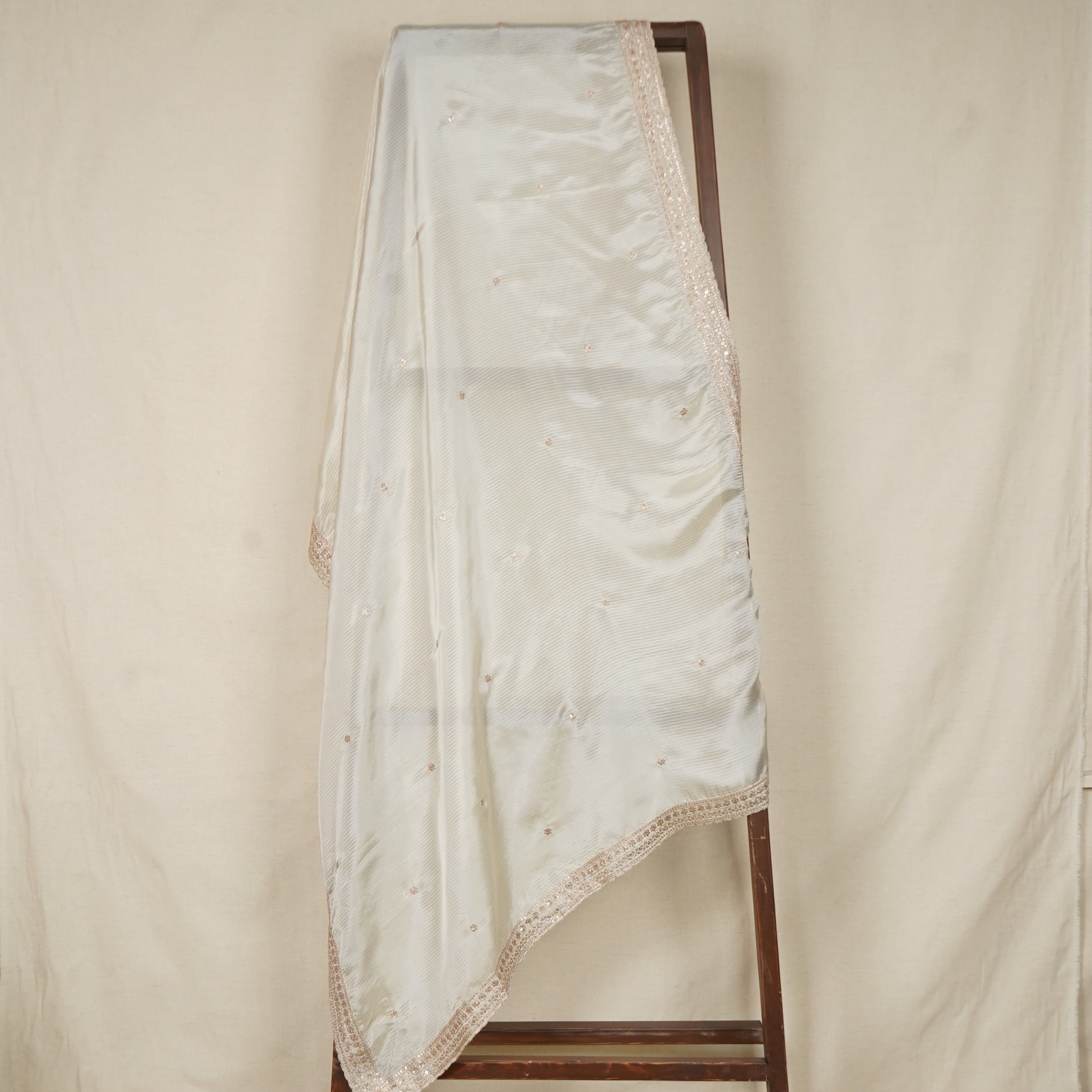 Gold Dyeable Zari Embroidery Silk Tissue Dupatta