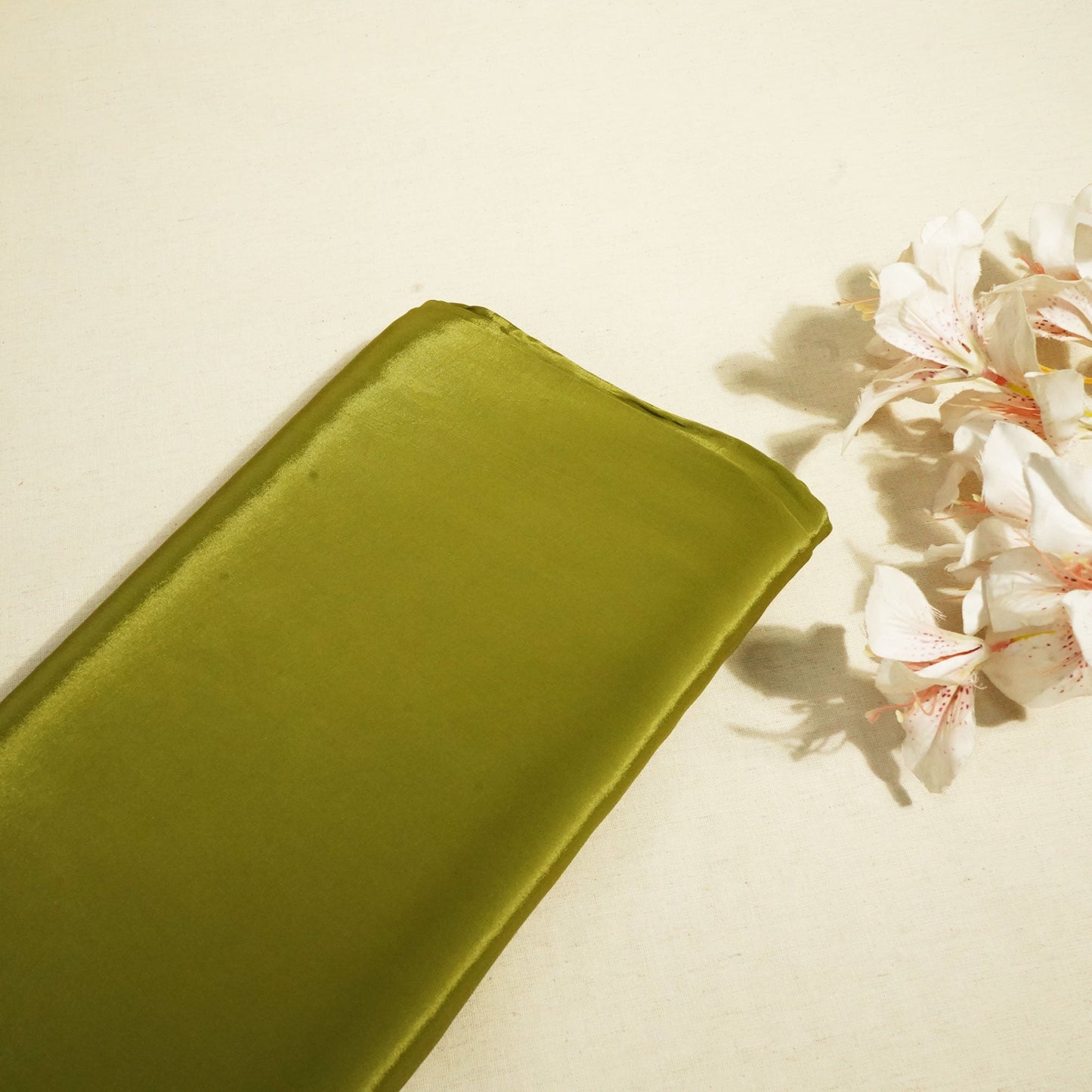 Olive Green Solid Natural Crepe Fabric GT-24464