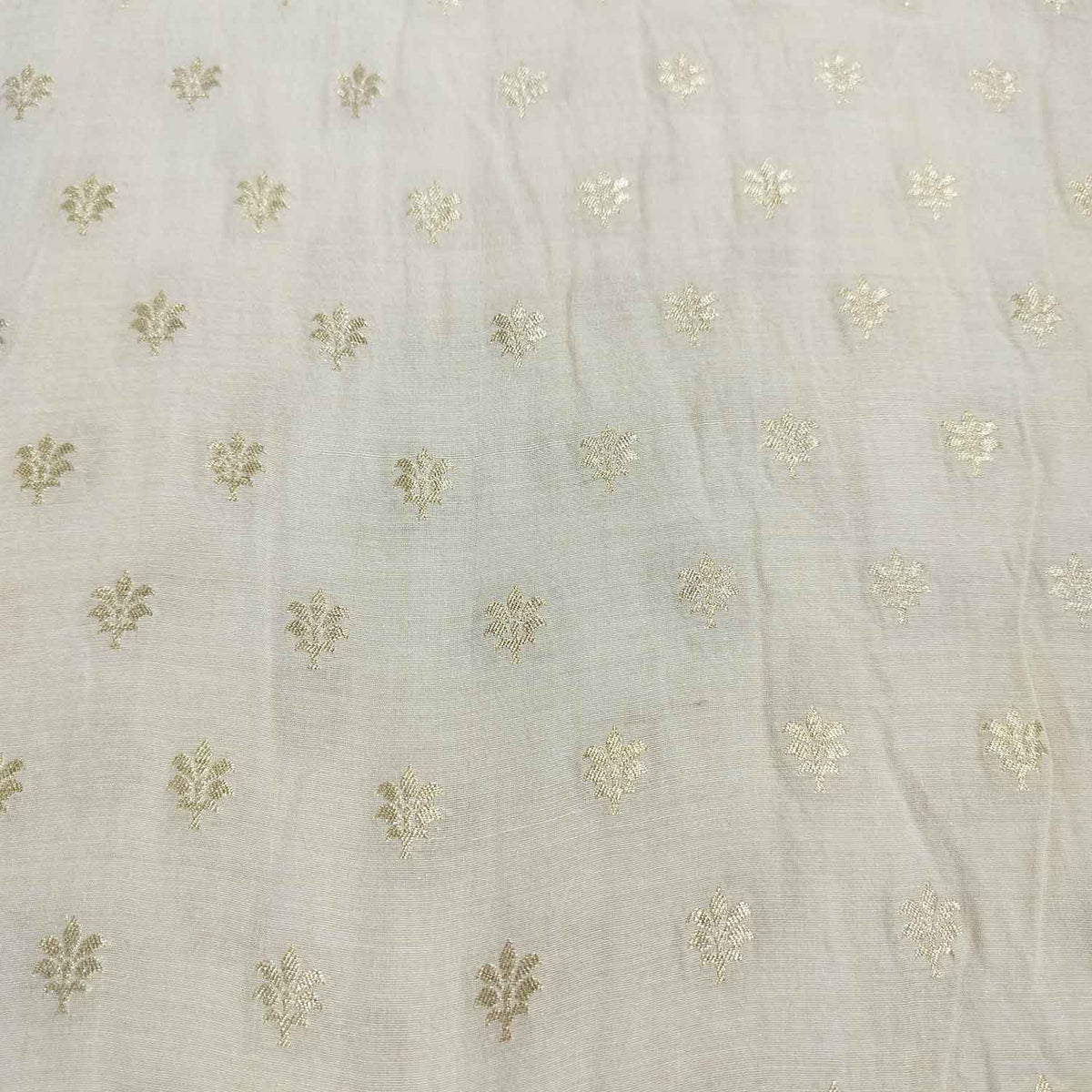 Off White Dyeable Booti Moonga Silk Fabric KRE-24506