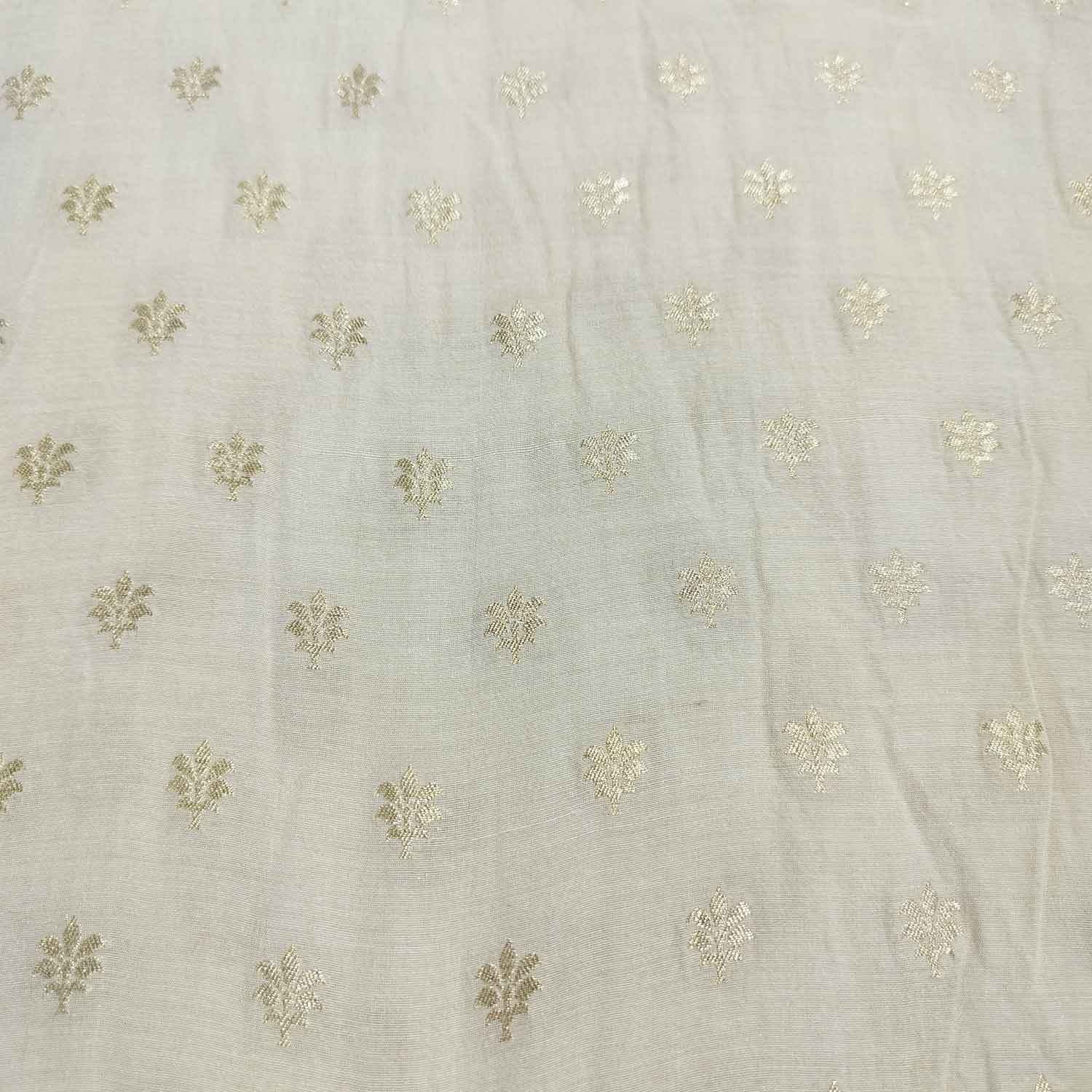 Off White Dyeable Booti Moonga Silk Fabric KRE-24506