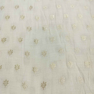 Off White Dyeable Booti Moonga Silk Fabric KRE-24506