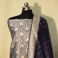 Navy Blue Jaal (Top-Cotton,Bottom-Cotton,Dupatta-Chanderi) Suit Set Jaal Cotton Chanderi Fabric KMH-24518  