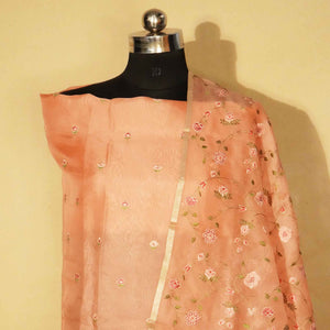 Pink Embroidery (Top-Organza,Bottom-Cotton Satin,Dupatta-Organza) Organza Fabric HNA-24547  