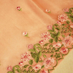 Pink Embroidery (Top-Organza,Bottom-Cotton Satin,Dupatta-Organza) Organza Fabric HNA-24547  