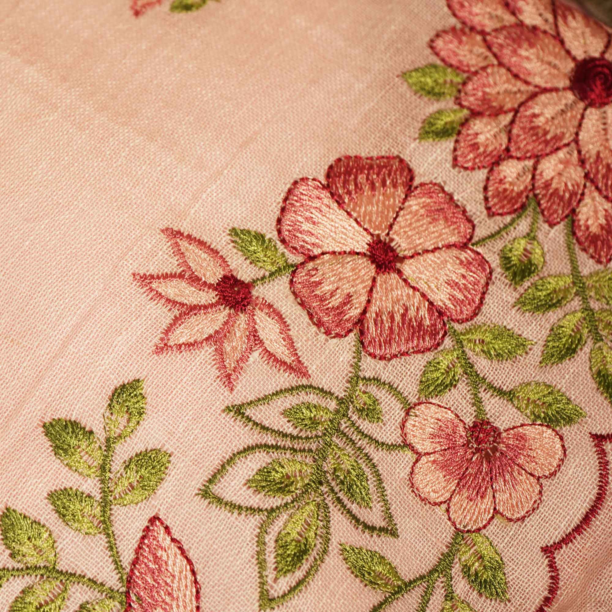Pink Embroidery (Top-Cotton Linen,Bottom-Cotton Satin,Dupatta-Cotton Linen) Cotton Linen Fabric HNA-24550  